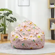 Morbuy Bean Bag Cover Flower and Bird Sofa Cover Lazy Lounger Bean Bag No Filler Detachable Washable Puff Sofa Lounge Recliner for Adults, Teenagers, Children (XL,Saffron Bird)