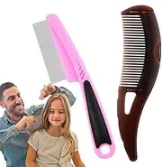 Scalp Cleaning Comb - Stainless Steel Oil Buildup Lice Brush,Removal Massage Hair Brush Hollow Tooth Lice Pick for Men & Kids