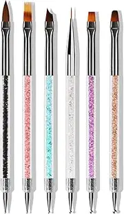 xinyee 6PCS/Set Nail Art Design Painting Pen Set Nail Art Tips UV Gel Nail Art Dotting Pen Acrylic Handle Rhinestone Crystal 2 Way Brush Salon Decoration Manicure Tools Kit