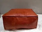 Footrest Leather Moroccan Ottoman Footstool Boho Genuine Pouffe Unstuffed