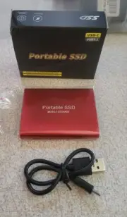 Red 2TB USB-C Portable External SSD - Win Formatted W Cable New