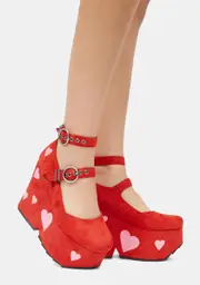 [Lamoda] Red Melt My Heart Chunky Platform Heels