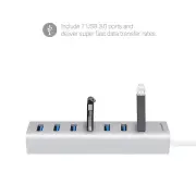 Mbeat 7-Port USB 3.0 Aluminum Slim Hub with Power for PC and MAC