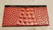 I Squared Tab Lock Long Wallet Bright Pink Crocodile Rectangle CC Holder New