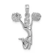 Sterling Silver De-Ani Rhodium-Plated Polished Cheer Leader Pendant