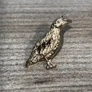 Pheasant Lapel Pin Hand Carved Surgical Steel Post Gold Tone
