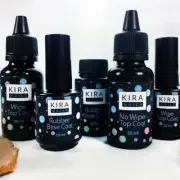 KIRA NAILS Gel Nail Polish Rubber Base Top, Matte Top, No Wipe Top Coat LED UV