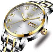 LIGE Watch for Men Fashion Elegant Analog Quartz Watch Male Casual Waterproof Stainless Steel Calendar Luxury Business Gents Dress Wristwatch Round Dial
