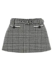 [Self Portrait] Self Portrait-Bouclé Wool Skort Bermuda E Short Bianco/Nero-Donna 10UK