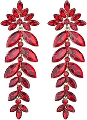 [Generic] Wedding Bridal Crystal Teardrop Cluster Chandelier Dangle Earrings for Women Crystal Rhinestone Drop Dangle Earrinsg