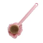 Long Handled Double-Sided Bath Brush Bath Towel Sharpened Hair Bath Ball Brush(Pink)