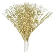 22pcs Christmas Glitter Berries Stems, 17" Artificial Christmas Picks for Gold