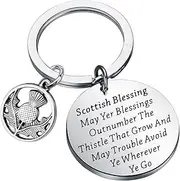 [bobauna] Scottish Thistle Keychain Scottish Blessing Jewelry Gift May Yer Blessings Outnumber The Thistle That Grow