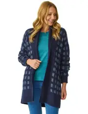 [Fella Hamilton] Emerton Stripe Mohair Cardigan in Navy Blue