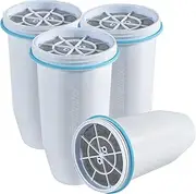 Zeroliquid ZR-001 Replacement Water Filters for Pitchers and Dispensers, Most Advanced 6-Stage 0 TDS System (4 Pack)
