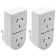 2x The Brute Power Co Surge Protector Double Plug Adaptor for Indoor Home Socket