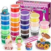 iFergoo Air Dry Clay, 24 Colors Ultra Light Modeling Clay, Magic Clay DIY Creative Modeling Dough with Project Booklet