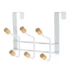 Over the Door Hanger Hooks Metal Over Door Coat Rack with 6 Wood Hooks, White