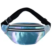 2 Pcs Pack Hologram Waist Bag Laser PU Beach Hip Bum Zip Waistbags Women Belt Bag for Girls
