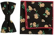 [GTLZHFXS] Bow Ties For Men 1 Set Of Bow Tie Square Scarf Set Cotton Bow Tie Floral Print Square Scarf