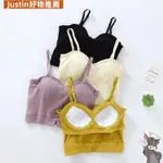 JUSTIN推薦女士2 IN 1 BRA TOP黑色抹胸美背吊帶背心帶胸墊短版露肚上衣