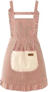 Kitchen Cooking Apron, Chef Apron Cute Apron with Pockets for Women，Cotton and Linen Apron Kitchen BBQ Artist Painting Apron 1 Pack (Pink)