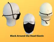 Around the head elastic face mask Black, adjustable strap, fabric facemask