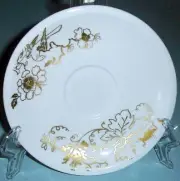 Wedgwood Plato Gold Floral Tea Saucer 6" Elysian Made in England New