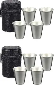 WODJR 8Pcs Shot Glasses Stainless Steel Shot Glasses Outdoor Camping Travel Coffee Tea Cup Drinking Vessel Portable Shot Cups with Case 70ml(2.3oz) Coffee Tea Cup Drinking Mug Tumbler for Outdoor