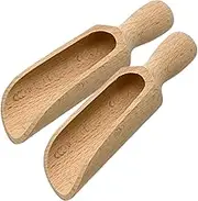 2 Pcs Wood Flour Spoon Wooden Bath Salt Scoop Coffee Bean Spoon Wood Tea Scoop Sugar Pepper Spoon for Cereal Spice Seasoning