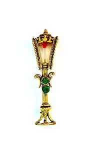 Lamp-Shaped Brooch By Michal Negrin With colourful Crystal Israel Unique.