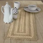 Farmhouse Cobblestone Table Runner, Tan Grey White, Jute Blend, Rectangle, 13X36