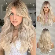 HAIRCUBE Long Wavy Wigs for Women,Synthetic Hair Wig for Daily