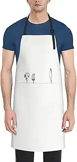 [AFHYZY] Chef Aprons for Women with Pockets Kitchen Cooking Aprons, White, One Size, White, One Size