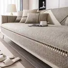 Cotton and Linen Sofa Cover Universal Sofas Pad Solid Color Sofa Mat Anti-Slip
