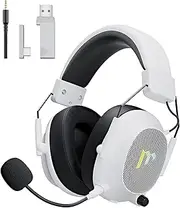 2.4GHz Wireless Gaming Headphones with Noise Cancelling Detachable Mic for PC/PS5/PS4/Switch/Mac,Foldable Bluetooth Headset with RGB Light, 3.5mm Over-Ear Headsets,7.1 Stereo Surround Sound