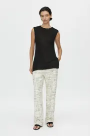 Corvina Wide-Leg Pant in Cream Cross Hatch - CAMILLA AND MARCÆ C&M