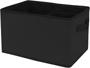 Trunk Storage Box - Black Trunk Organiser Large Box | Foldable Leather Car Organizer Bin | Space-Saving Storage Holder For Groceries, Tools, Travel & Camping | No-Lid Vehicle Accessory For Van, Truck