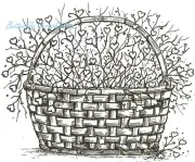 Love Heart Basket Blossoms Wood Mounted Rubber Stamp NORTHWOODS P8378 New