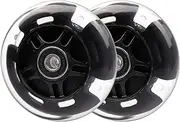 WHEELGOO Rear 80mm Light Up White Flashing 3-Wheeled Kid Scooter Replacement Wheels for Kid Push Kick Scooter, 2-Pack (Black)