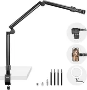 [NEEWER] Webcam Stand Camera Mount with C Clamp, 35.4" Aluminum Alloy Flexible Articulating Stand Boom Arm with 1/4" 3/8" 5/8" Screws for Ring Light Mirrorless Camera Smartphone Projector, ST3