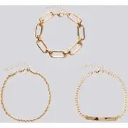 Mens Gold Chunky Chain Bracelet Set