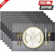 Set of 6 Placemats for Dining Table Heat Resistant Place Mats Washable PVC Table