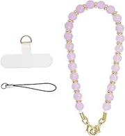 MORSUNBELA Universal Phone Chain Cell Phone Charm Hand Wrist Strap Lanyard Beaded Phone Chain for Women Girls Pink Purple Phone Chain
