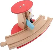 Kisangel Wooden Train Track Accessories Simulation Road Block Playset for Creative Railway Scenes Enhancing Imagination and Hand Skills Includes Random Figures