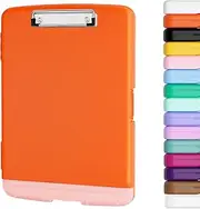Piasoenc Clipboard with Storage, 8.5 x 11 Organization Box with Pen Holder and A4 Legal Paper Folder, Folio & Side-Opening, Low Profile Clip,for Nurses,Teachers, Size 14 x 9.6 x 1.2 in, Orange