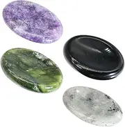 FONDOTIN 4pcs Natural Crystal Scraping Plate Thumb Massage Stone for Facial Gua Tool Ergonomic Design for Comfortable to Hold Mixed