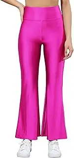 [Sghenr] Women's Shiny High Waisted Flare Yoga Pants Tummy Control Wide Leg Casual Workout Leggings