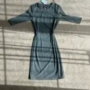 Deadstock NWT Vintage Cynthia Rowley Gray Sheer Pearl Midi Dress