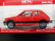 Majorette Peugeot 205 GTI / #210-281 / Red / Black Peugeot Logo / Made in France